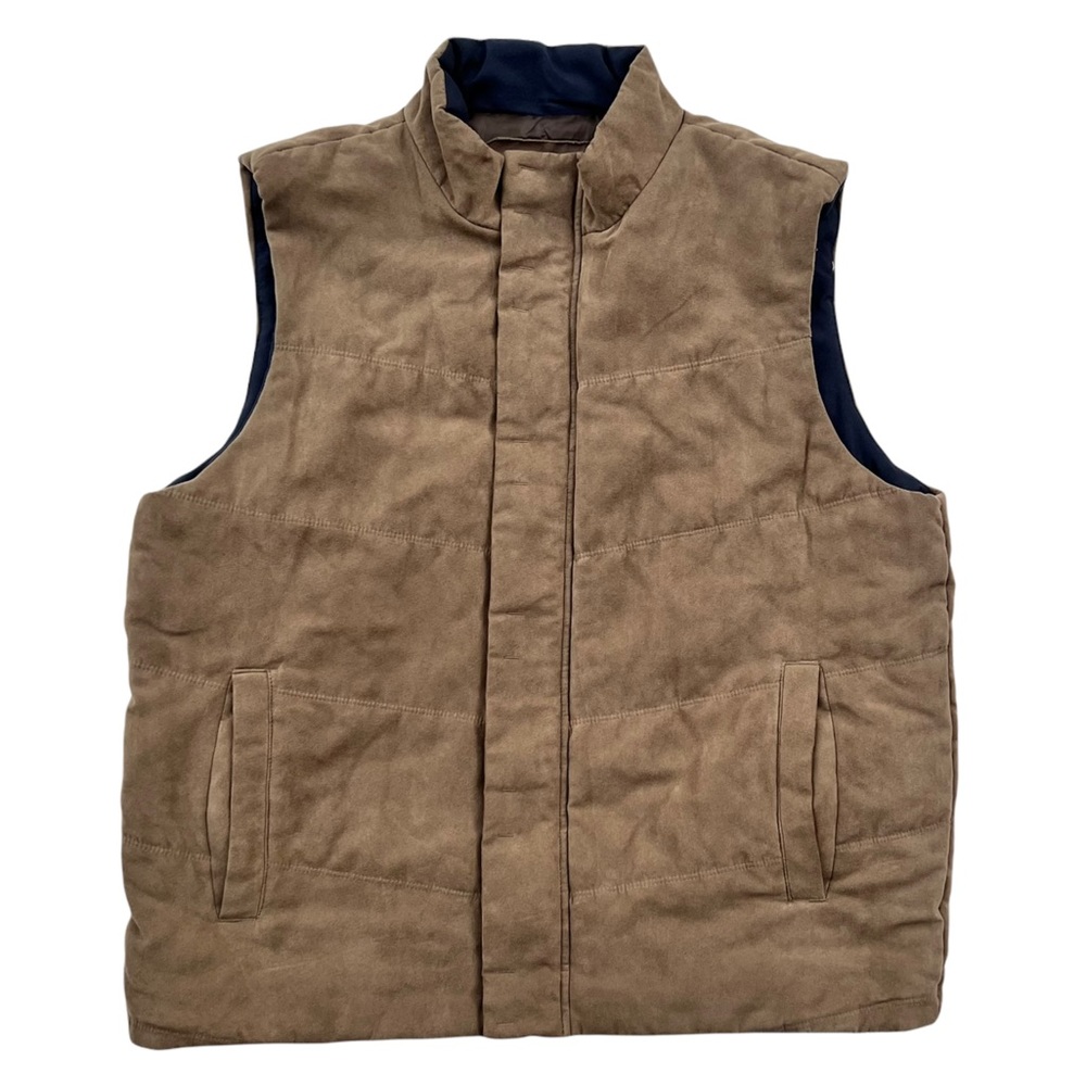 Weatherproof Tan Faux Suede Sleeveless Packable Zip Up Winter Outdoor Vest EUC L